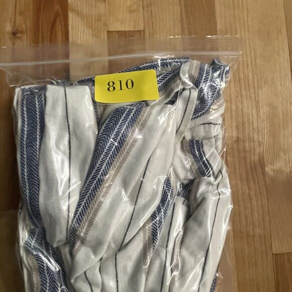 Indigo Rein Pants Linen Blend Striped Belted Waist Cropped Sz Medium NWT - Picture 12 of 12